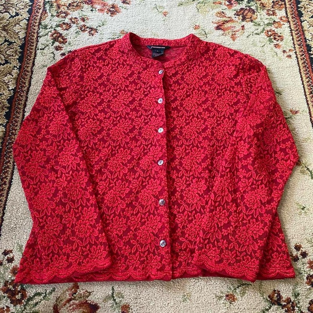 Francesca Rose full lace red blouse